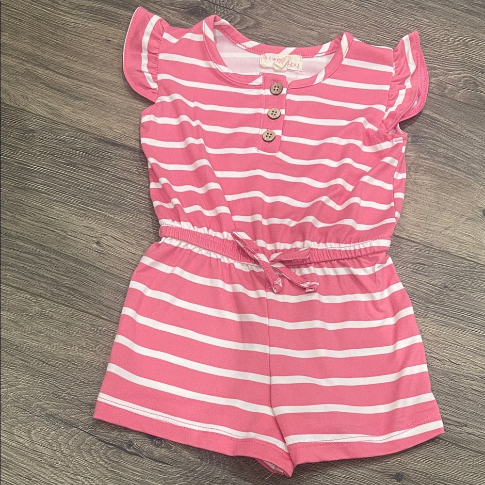 Stylish Pink and White Striped Kids Romper